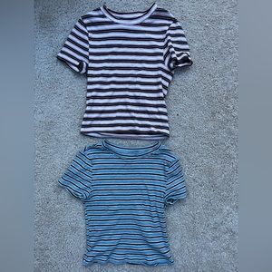 H&M XS Light pink and light blue stripped cropped shirts.